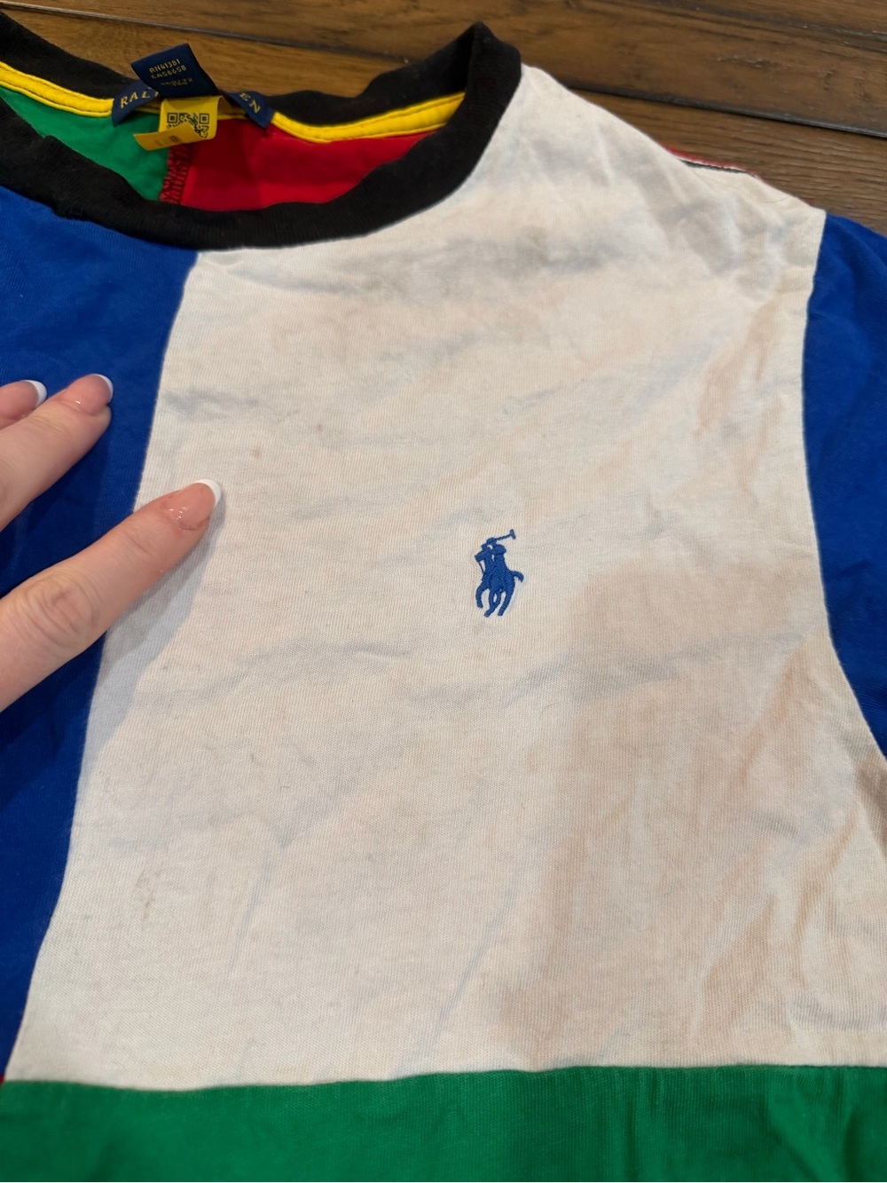 Polo by Ralph Lauren Colorblock Tee in Blue, Red, Green, White & Black - Picture 6 of 13